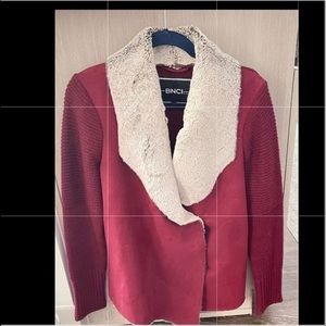 Blanc Noir bumper red velvet,furs & wool blazer jacket M size , cardigan